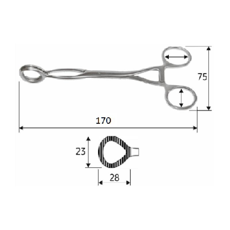 Затискач для утримання язика вікончастий з насічками на браншах, 17 см, J-33-510 Surgicon